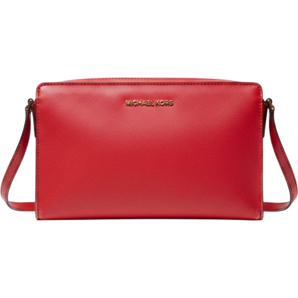 Crossbody Bag Michael Kors Jet Set Large Clutch Red Saffiano Leather Wallet